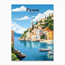 Paxos Greece Island Travel Art Illustration Canvas Print