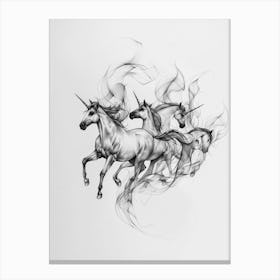 Unicorns Galloping Soft Shading Illustration Canvas Print