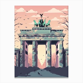 The Brandenburg Gate   Berlin, Germany   Cute Botanical Illustration Travel 0 Canvas Print