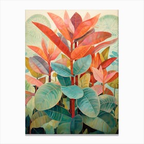 Tropical Plant Painting Rubber Tree Plant 2 Canvas Print
