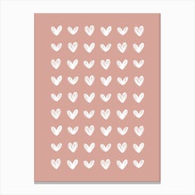 Scribble Hearts - Dusty Pink Canvas Print