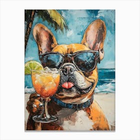 Whimsical Frenchies At The Bar 31 Canvas Print