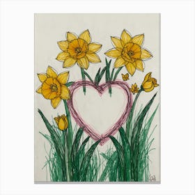 Heart Of Daffodils Canvas Print