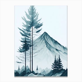 Mountain And Forest In Minimalist Watercolor Vertical Composition 70 Canvas Print