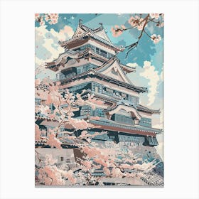 Himeji Japan 4 Retro Illustration Canvas Print