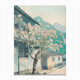 Kobe Japan 2 Retro Illustration Canvas Print