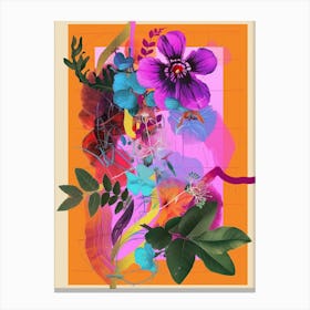 Forget Me Not 3 Neon Flower Collage Canvas Print