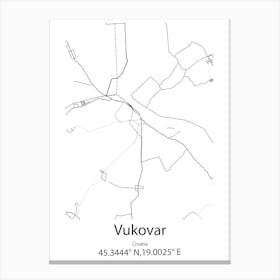 Vukovar,Croatia Minimalist Map Canvas Print