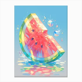 Disco Ball Watermelon Slice Canvas Print