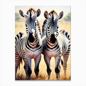 Playful Zebras Colorful Safari-Inspired Animal Art Canvas Print