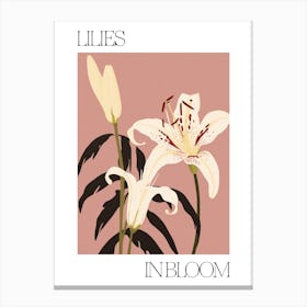 Lilies In Bloom Flowers Bold Illustration 1 Canvas Print