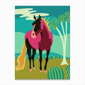 Horse In Desert Canvas Print