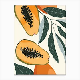 Papaya Close Up Illustration 4 Canvas Print