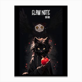 Claw Note - A Cat Holding An Apple - cat, cats, kitty, kitten, cute, funny Canvas Print
