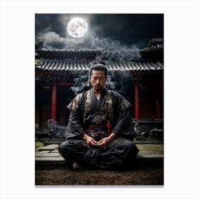 Samurai Moon Meditation Canvas Print