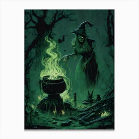 Witch's Brew in the Haunting Forest Canvas Print