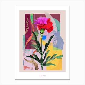 Carnation6 Neon Flower Collage Poster Canvas Print