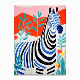 Colourful Kids Animal Art Zebra 7 Canvas Print
