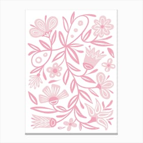 Pink Folk florals Canvas Print