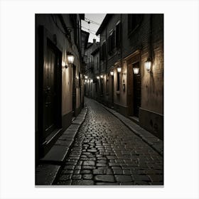 Narrow Street At Night Canvas Print