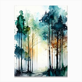 Watercolor Of Trees Canvas Print