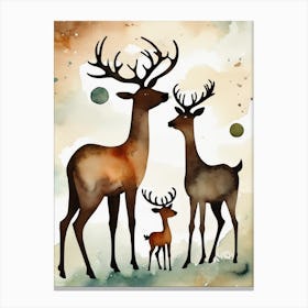 Watercolor Deer Painting Canvas Print