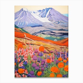 Mount St Helens United States 3 Colourful Mountain Illustration Canvas Print