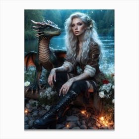 Girl With A Dragon 3 Canvas Print