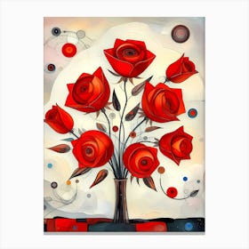 Elysium in Bloom: A Dance of Crimson Petals Canvas Print