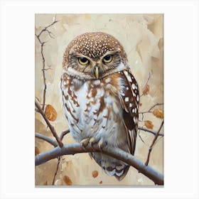 Northern Pygmy Owl Japanese Painting 4 Canvas Print