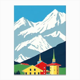 Kitzsteinhorn, Austria Midcentury Vintage Skiing Poster Canvas Print