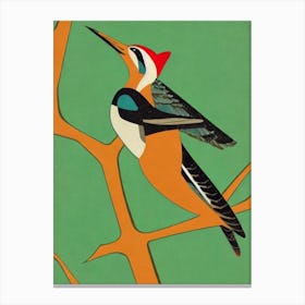 Woodpecker Midcentury Illustration Bird Canvas Print