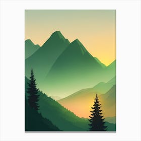 Misty Mountains Vertical Composition In Green Tone 46 Canvas Print