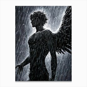 Dark Angle Silhouette in The Rain Canvas Print