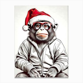 Monkey Christmas Hat Canvas Print