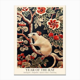 Chinese Lunar Year Of The Rat 3 William Morris Style Canvas Print