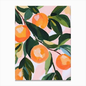 Orange Tree Branches Gouache Painting Canvas Print