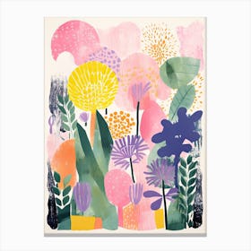 Colourful Botanical Risograph Style 16 Canvas Print