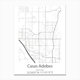 Casas Adobes,United States Minimalist Map 1 Canvas Print