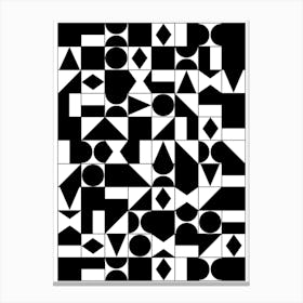 Geometric Pattern Black and White Canvas Print