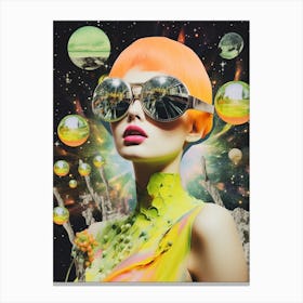 Retro Space Lady Collage 2 Canvas Print