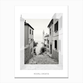 Poster Of Rovinj, Croatia, Black And White Old Photo 1 Canvas Print