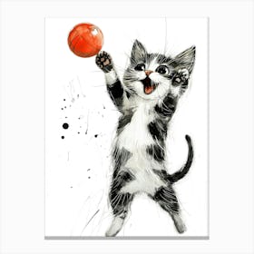 Cat Playing With A Ball Canvas Print