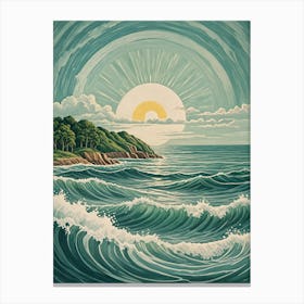 Wavy Ocean Sunrise Canvas Print