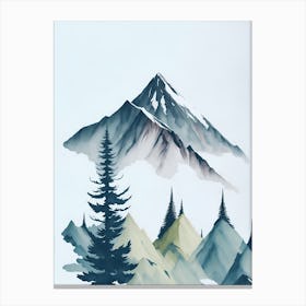 Mountain And Forest In Minimalist Watercolor Vertical Composition 209 Canvas Print