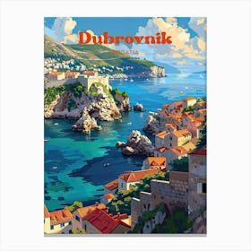 Dubrovnik Croatia Digital Travel Art Canvas Print