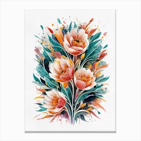 Colorful Watercolor Flowers Canvas Print