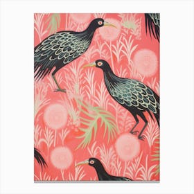 Vintage Japanese Inspired Bird Print Kiwi 2 Canvas Print