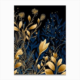 Gold and Blue Foliage Canvas Print