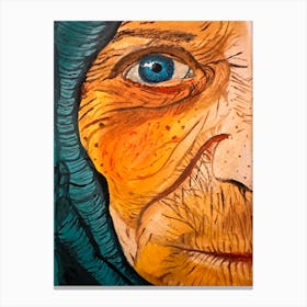 Old Woman With Blue Eyes Canvas Print